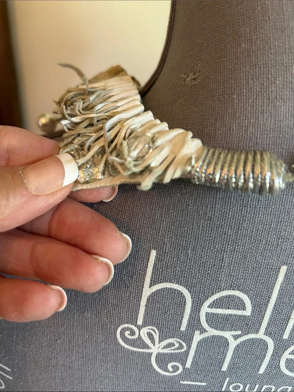 Beaded Fringe Statement Necklace in Ivory and Clear